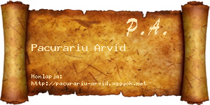Pacurariu Arvid névjegykártya